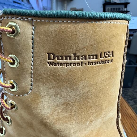 Dunham Thinsulate Workboot Men 9.5 Mid-Wide Tan Leather Laceup Thermal Insulate - Picture 4 of 9